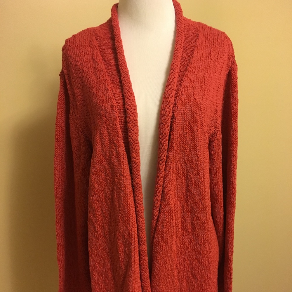 NEW Eileen Fisher Cotton Slubbed Open Cardigan XL
